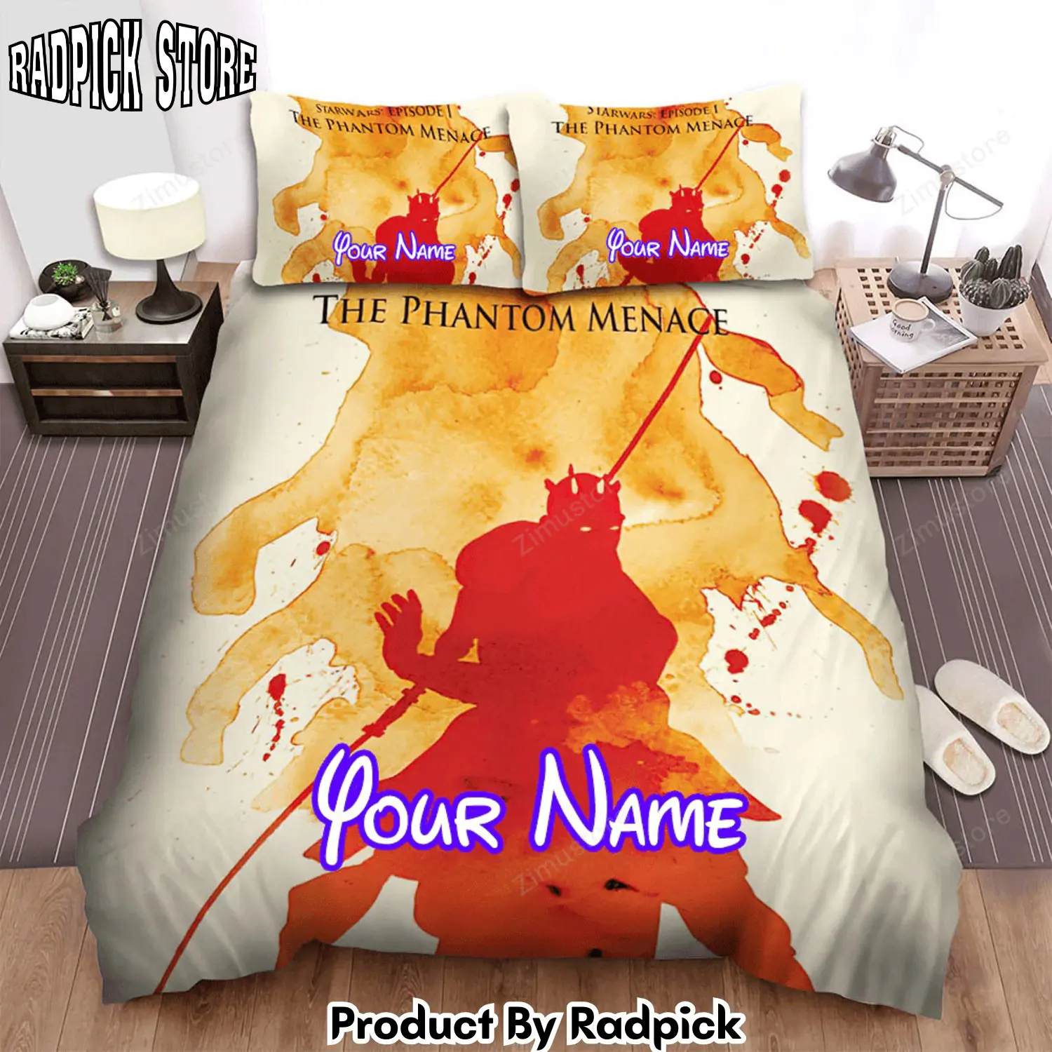 Radpick star wars episode i the phantom menace art of the demon with sword movie poster bed sheets spread comforter duvet cover personalized name bedding sets rp3271998